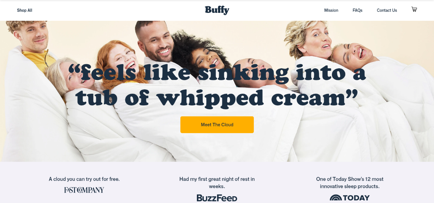 Buffy Comforters Ecommerce website design