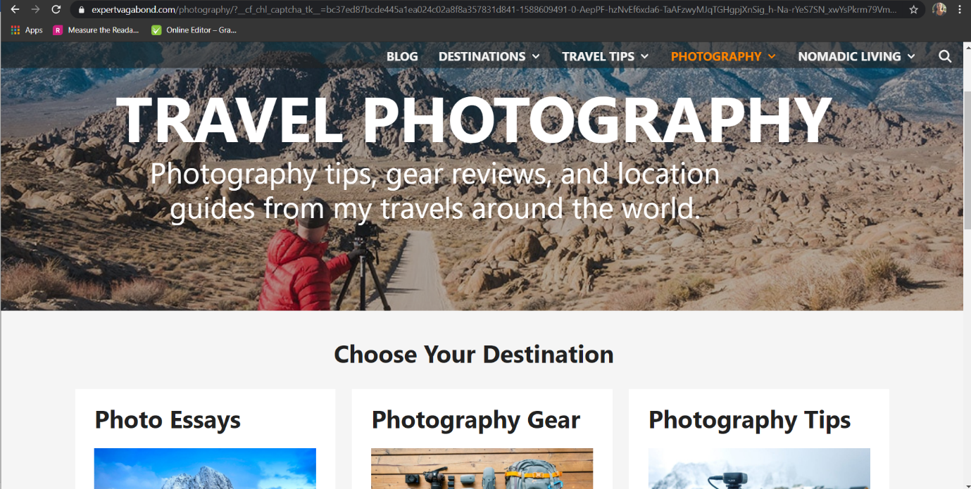 Expert vagabond a photography website