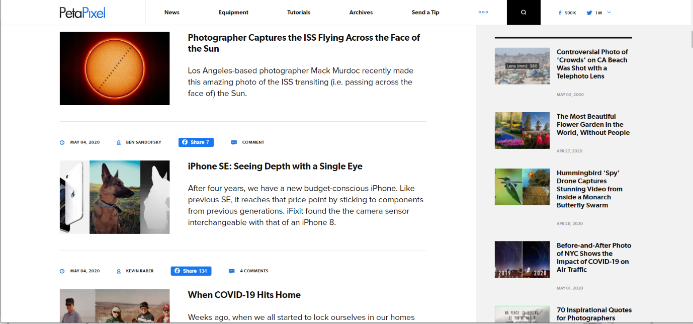 petapixel, photography blogging site