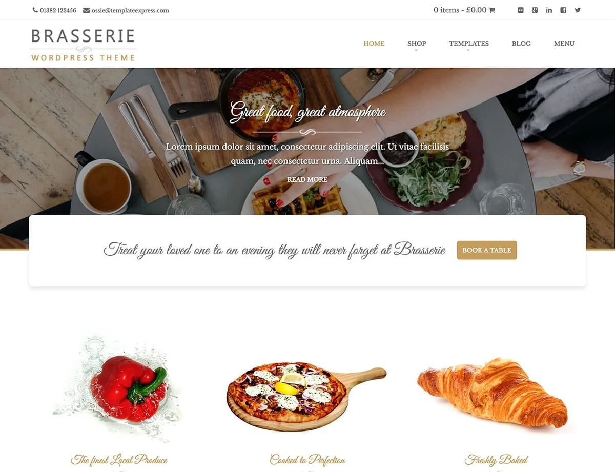 Brasserie, free wordpress blog theme