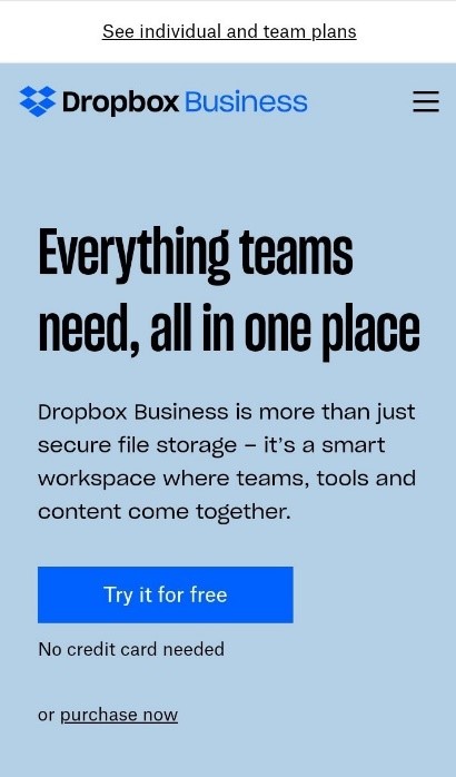 Dropbox responsive web design