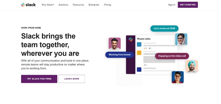 Slack website design